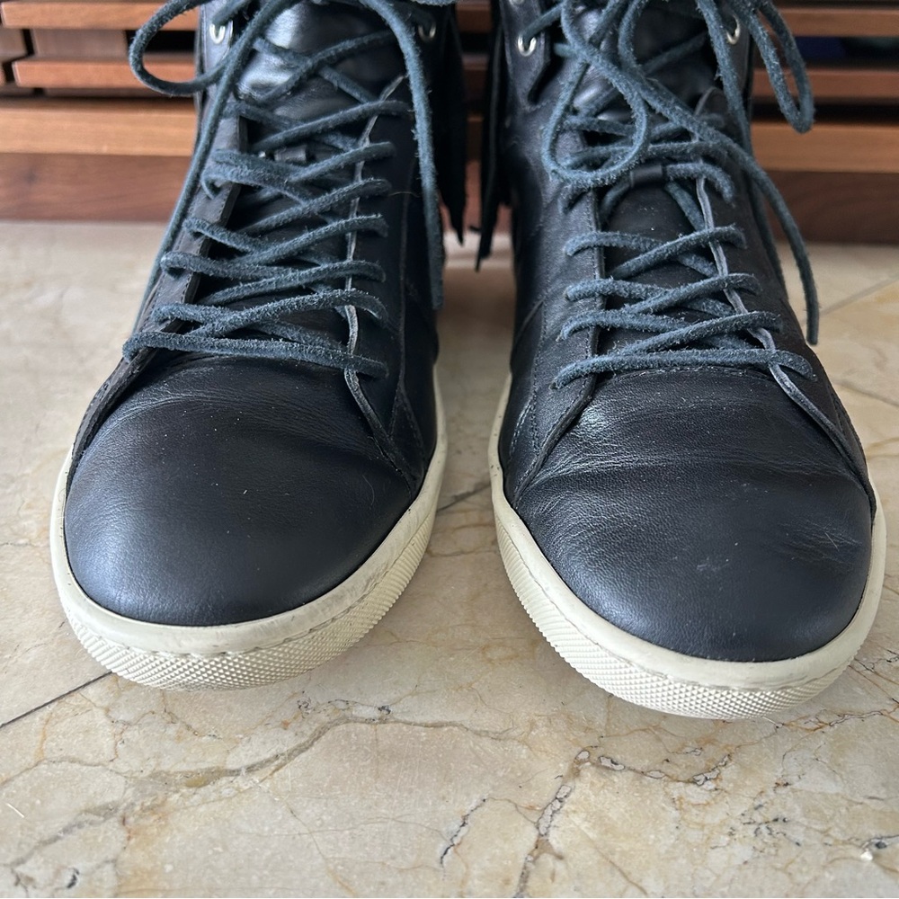 Saint Laurent SL-18 High-Top Black Leather Sneakers - Picture 4 of 14